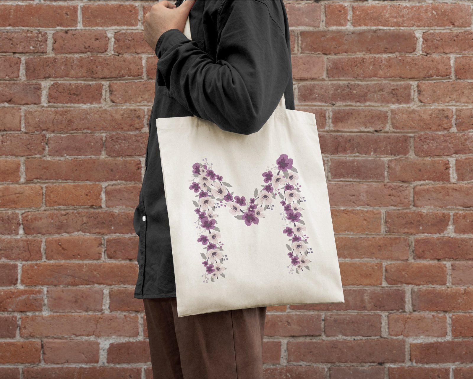 F'' Letter Initial Canvas Tote Bag - Initials Bags