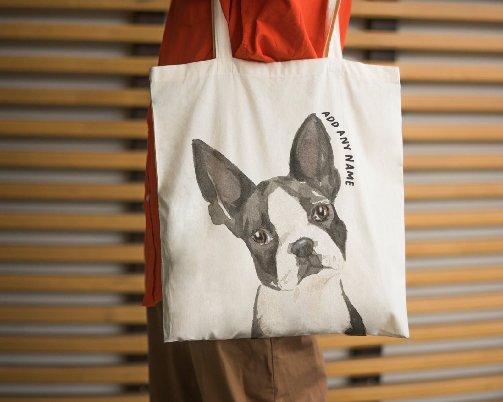 Personalised Boston Terrier Dog Cotton Shopper Tote Bag