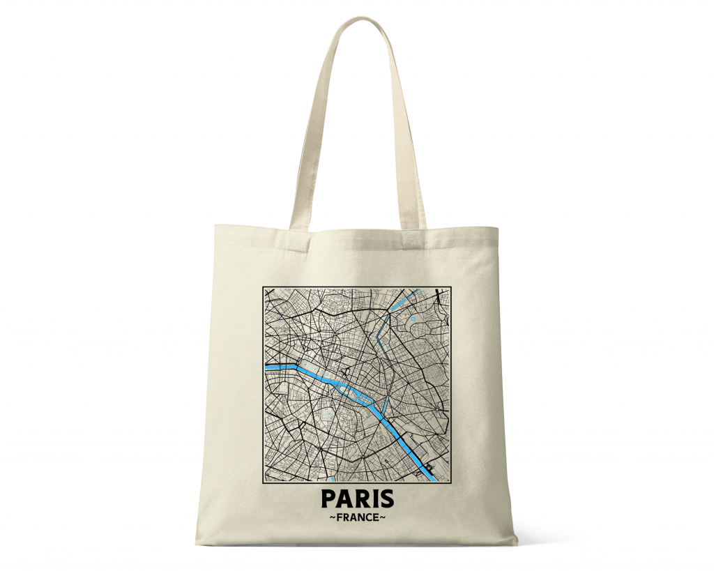 Paris France City Map Cotton Shopper Tote Bag Super Cool Totes