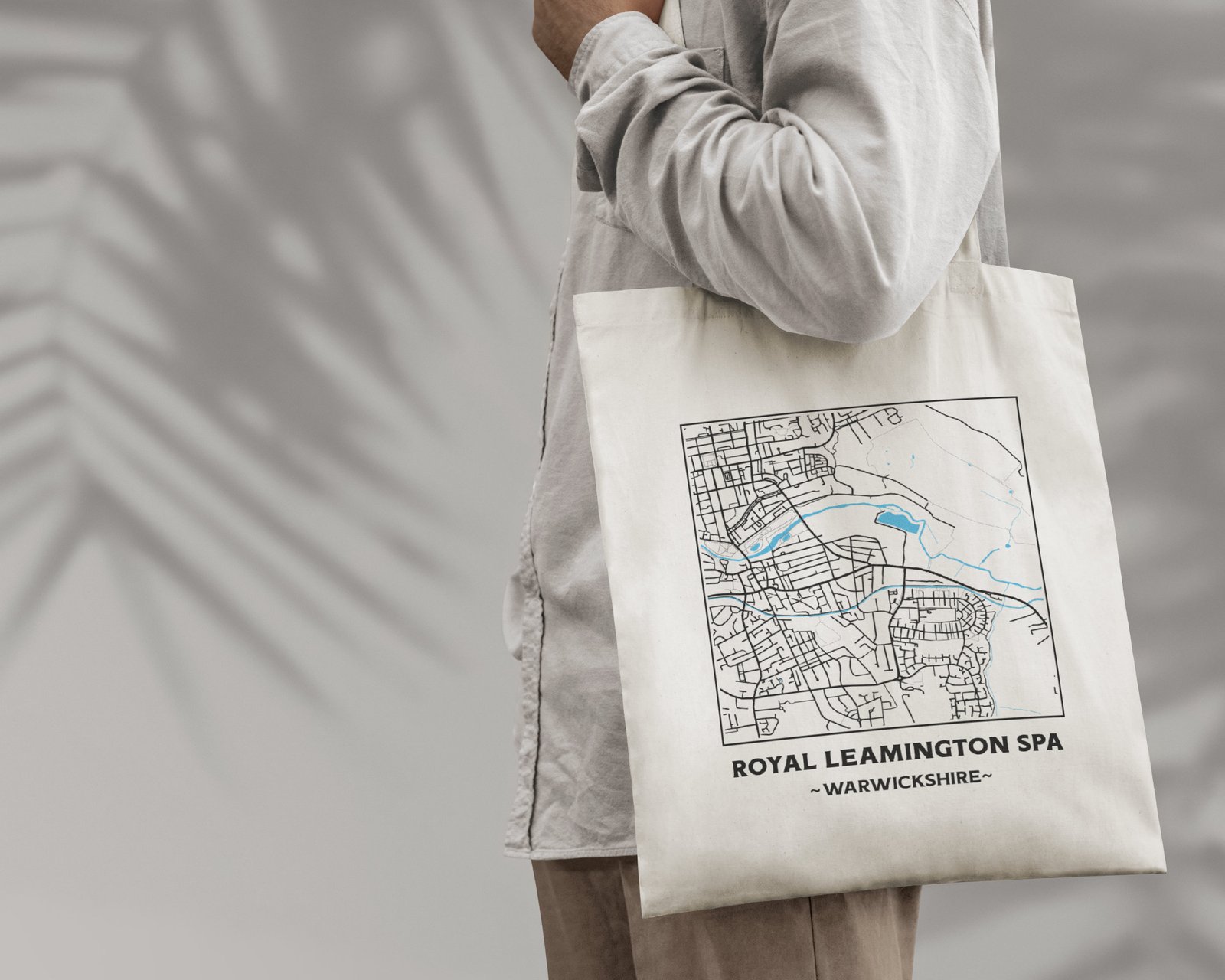 Royal Leamington Spa, Warwickshire Town Map Cotton Shopper Tote Bag