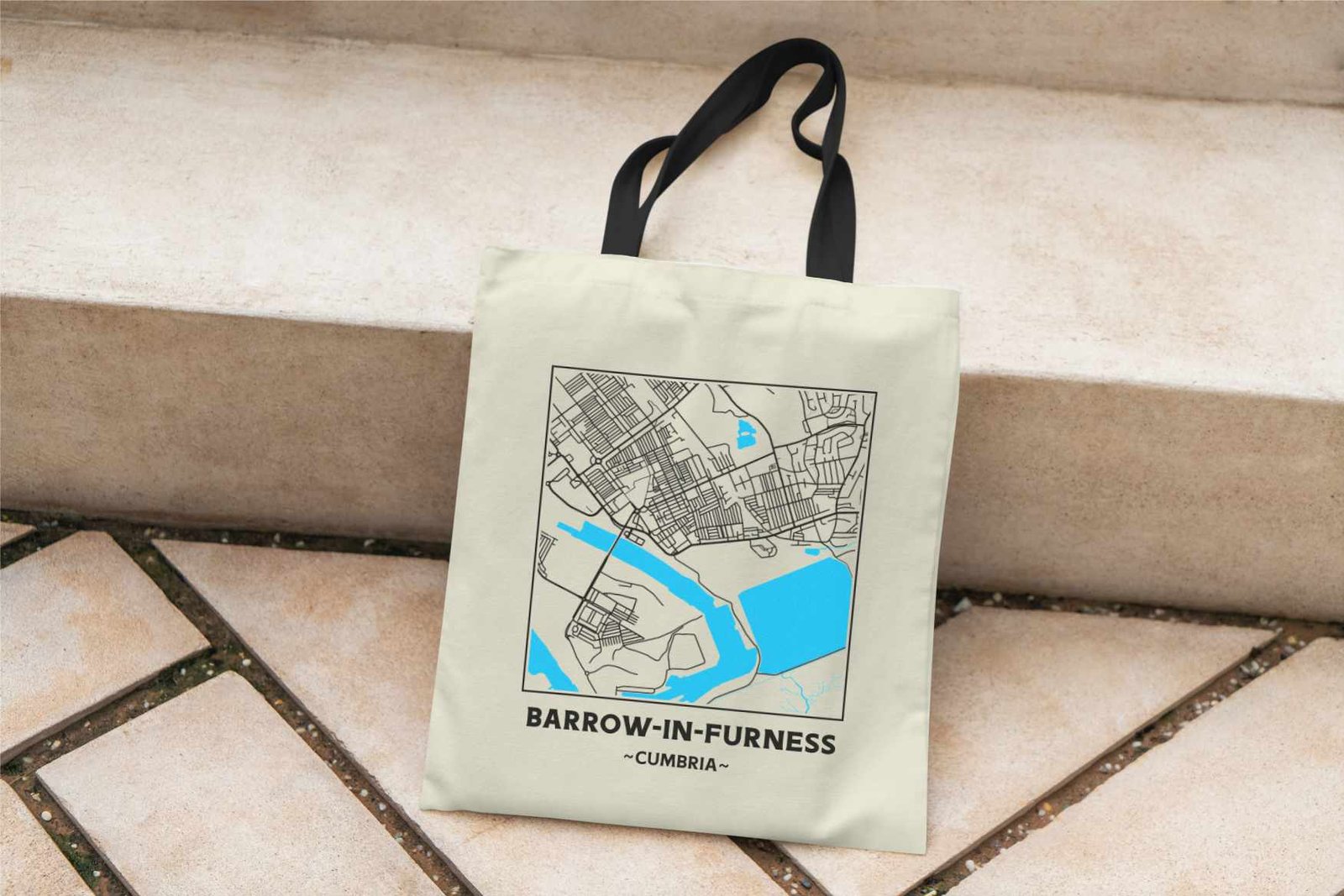 Barrow-in-Furness, Cumbria Town Map Cotton Shopper Tote Bag