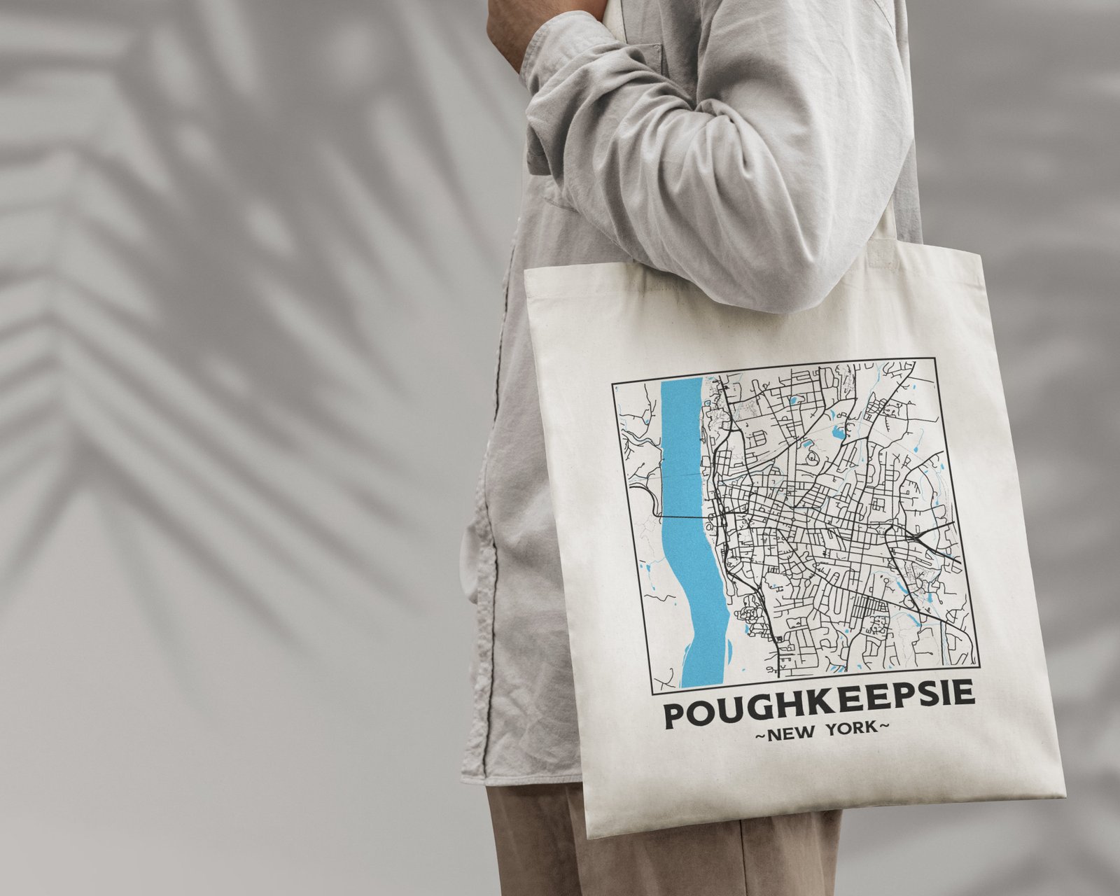 Poughkeepsie, New York, USA City Map Cotton Shopper Tote Bag