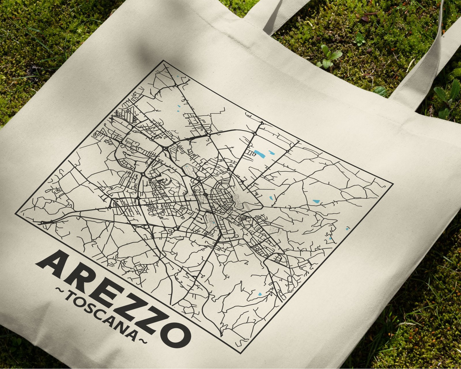 Arezzo Toscana Italy City Map Cotton Shopper Tote Bag