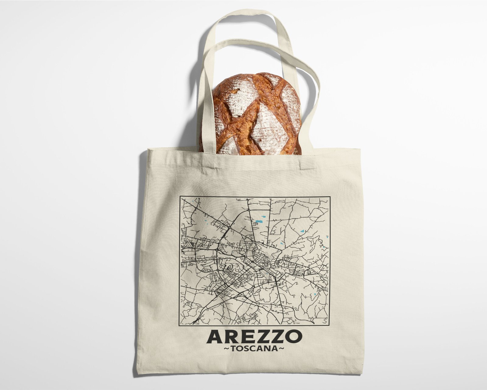 Arezzo Toscana Italy City Map Cotton Shopper Tote Bag